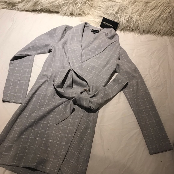 PrettyLittleThing Dresses & Skirts - PrettyLittleThing Grey Checked Blazer Dress